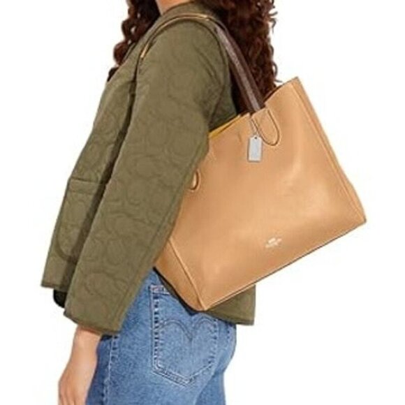 Coach 58660 Derby Tote Pebble Leather Shoulder Bag Latte NWT - Picture 10 of 13